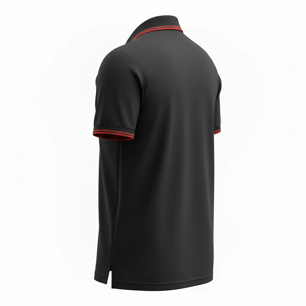 Custom Soccer Polo Style Soccer Jersey - Black, Red - Travel Polo - Back View - HAMCO Sports Inc.