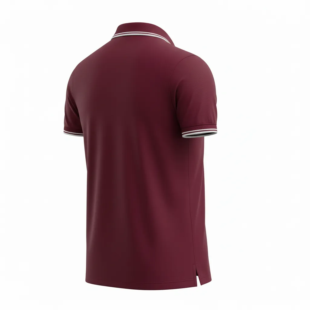 Custom Soccer Polo Style Soccer Jersey - Burgundy, White - Travel Polo - Back View - HAMCO Sports Inc.