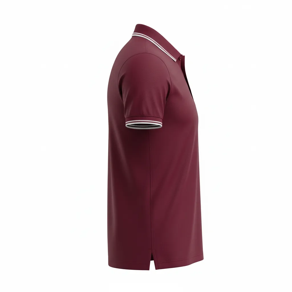 Custom Soccer Polo Style Soccer Jersey - Burgundy, White - Travel Polo - Side View - HAMCO Sports Inc.