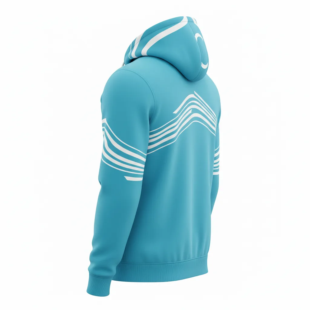 Custom Soccer Pullover Hoodie - White - Pullover Hoodie Aqua Wave - Back View - HAMCO Sports Inc.