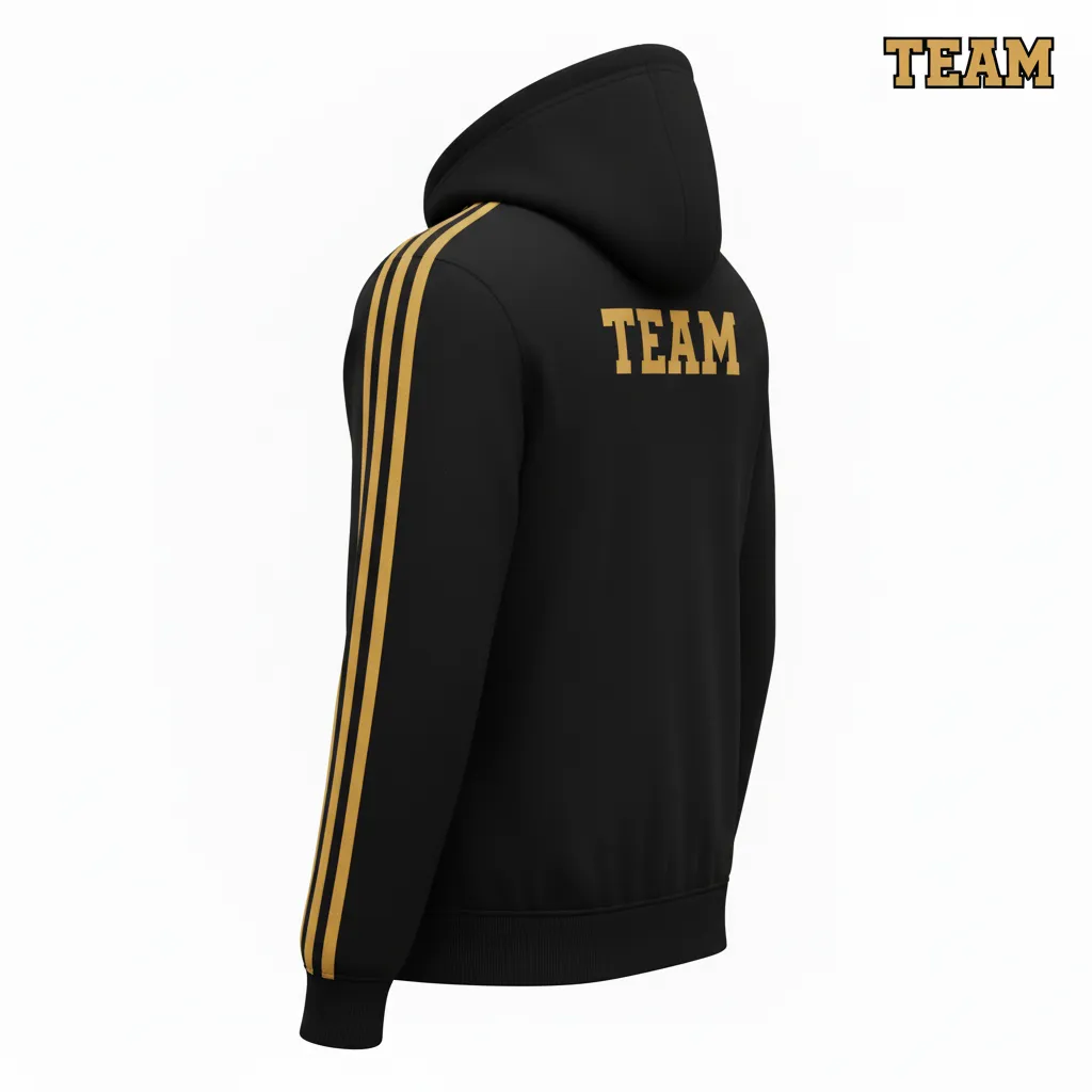 Custom Soccer Pullover Hoodie - Black, Gold - Pullover Hoodie Vegas Racing - Back View - HAMCO Sports Inc.