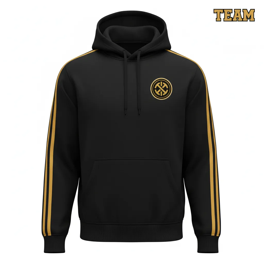 Custom Soccer Pullover Hoodie - Black, Gold - Pullover Hoodie Vegas Racing - Front View - HAMCO Sports Inc.