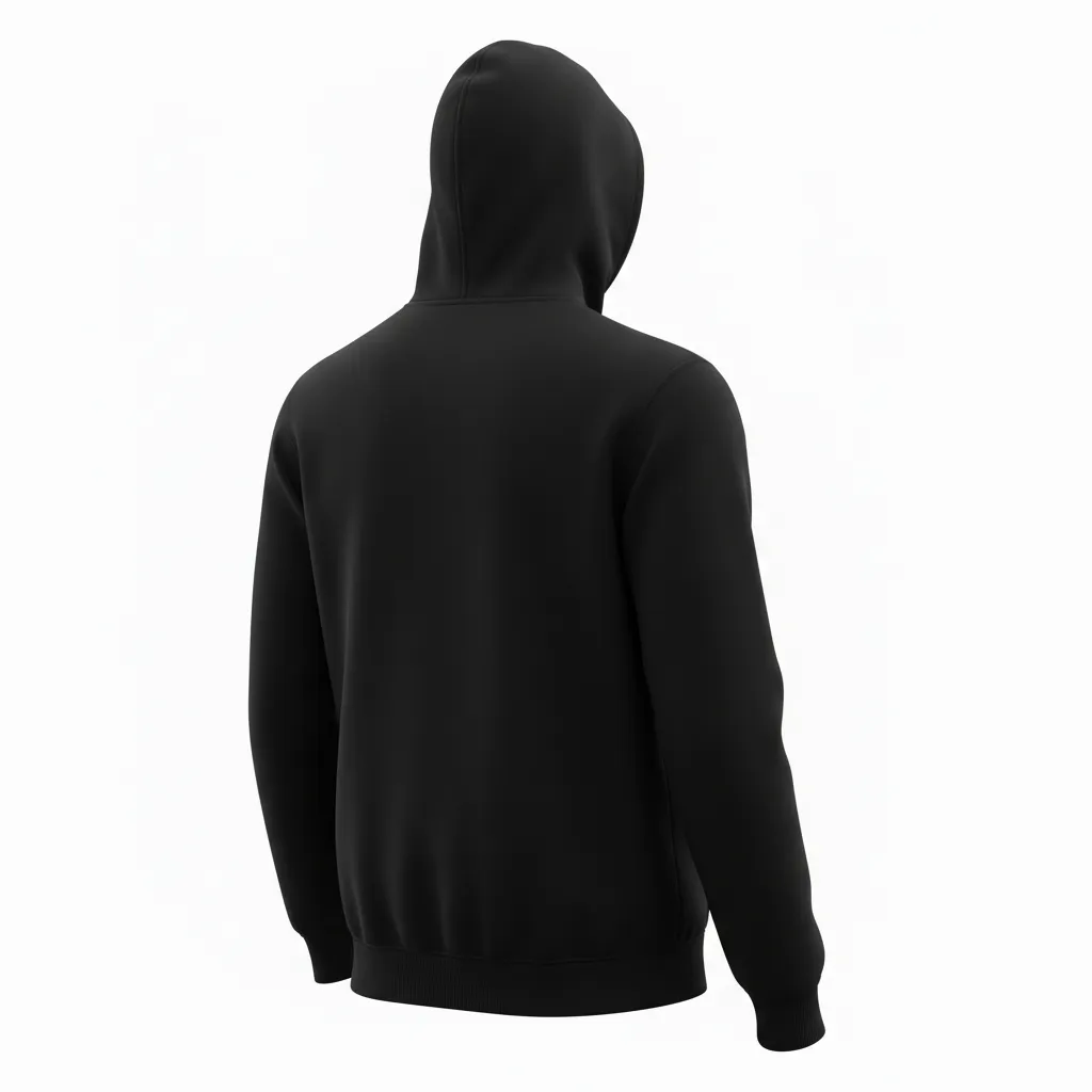 Custom Soccer Pullover Hoodie - Black, White - Pullover Hoodie Minimalist - Back View - HAMCO Sports Inc.