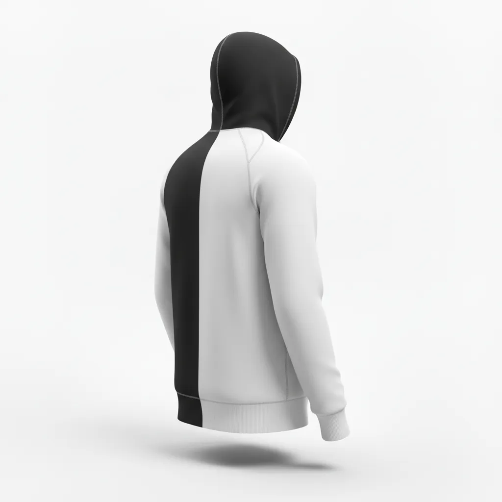 Custom Soccer Pullover Hoodie - Black, White - Pullover Hoodie Split - Back View - HAMCO Sports Inc.