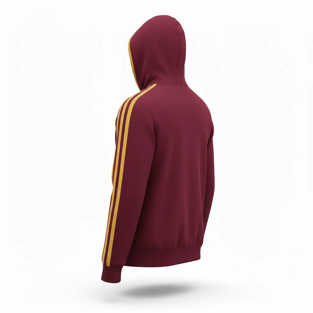 Custom Soccer Pullover Hoodie - Burgundy, Gold - Pullover Hoodie Classic - Back View - HAMCO Sports Inc.