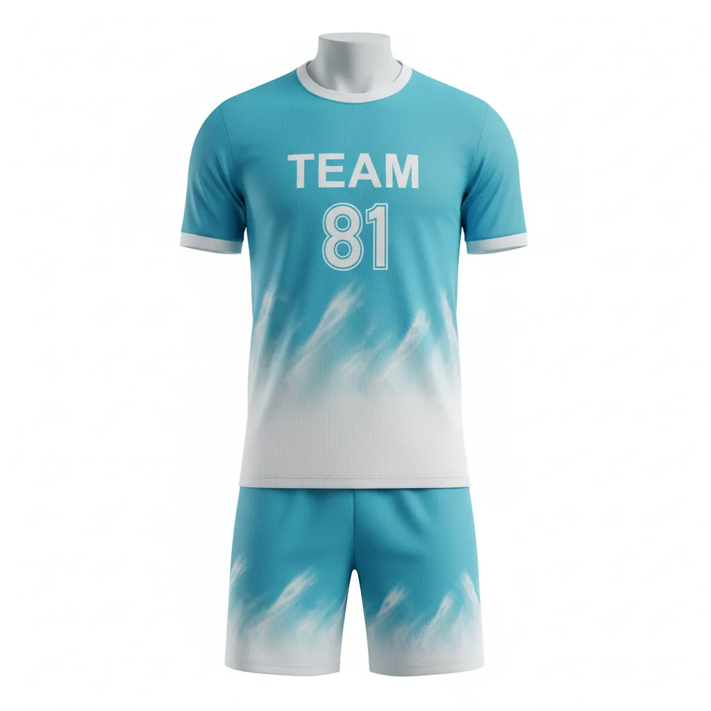 Custom Soccer Reversible Soccer Uniform - White - Reversible Uniform Aqua Wave - Front View - HAMCO Sports Inc.