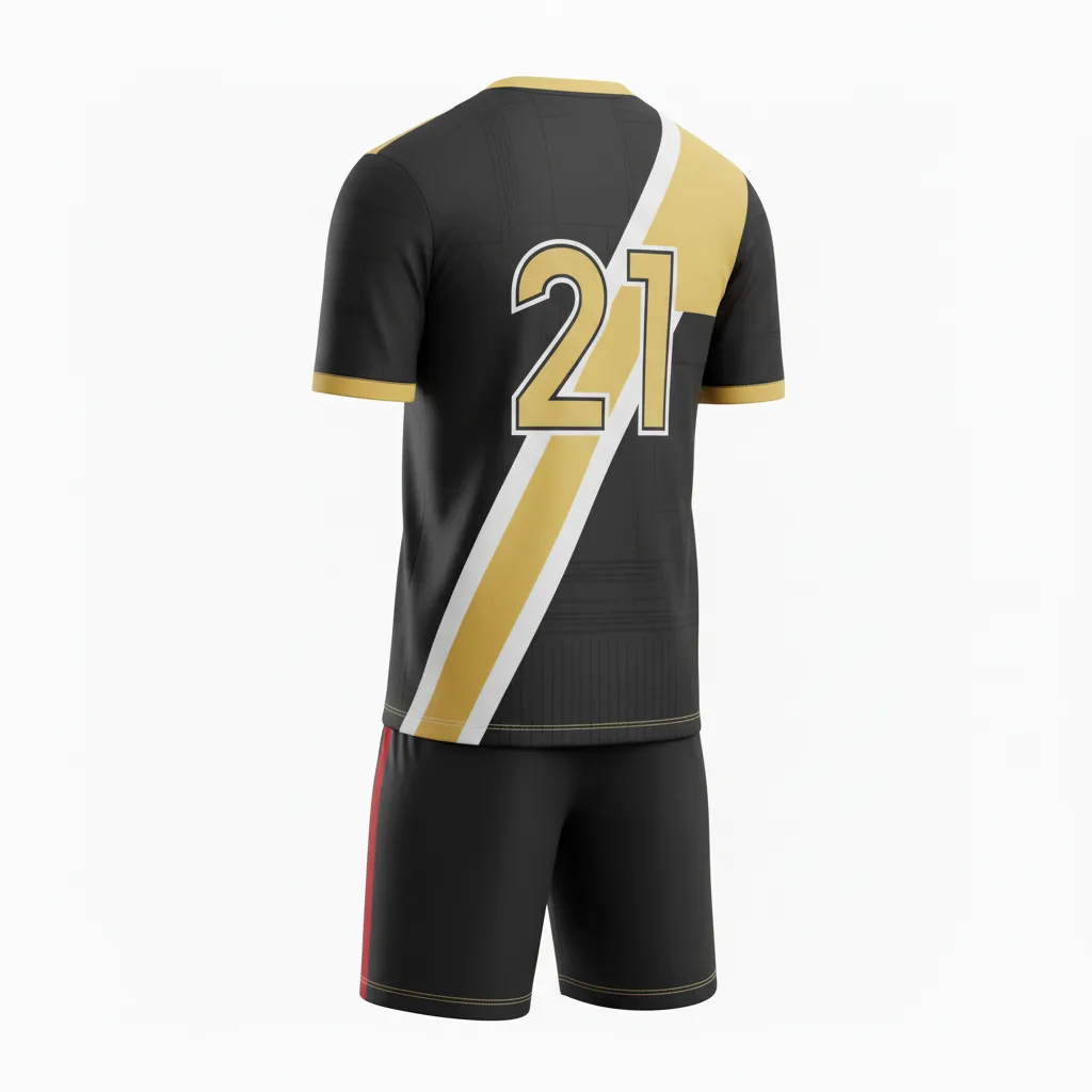 Custom Soccer Reversible Soccer Uniform - Black, Gold, White - Reversible Uniform Vegas - Back View - HAMCO Sports Inc.
