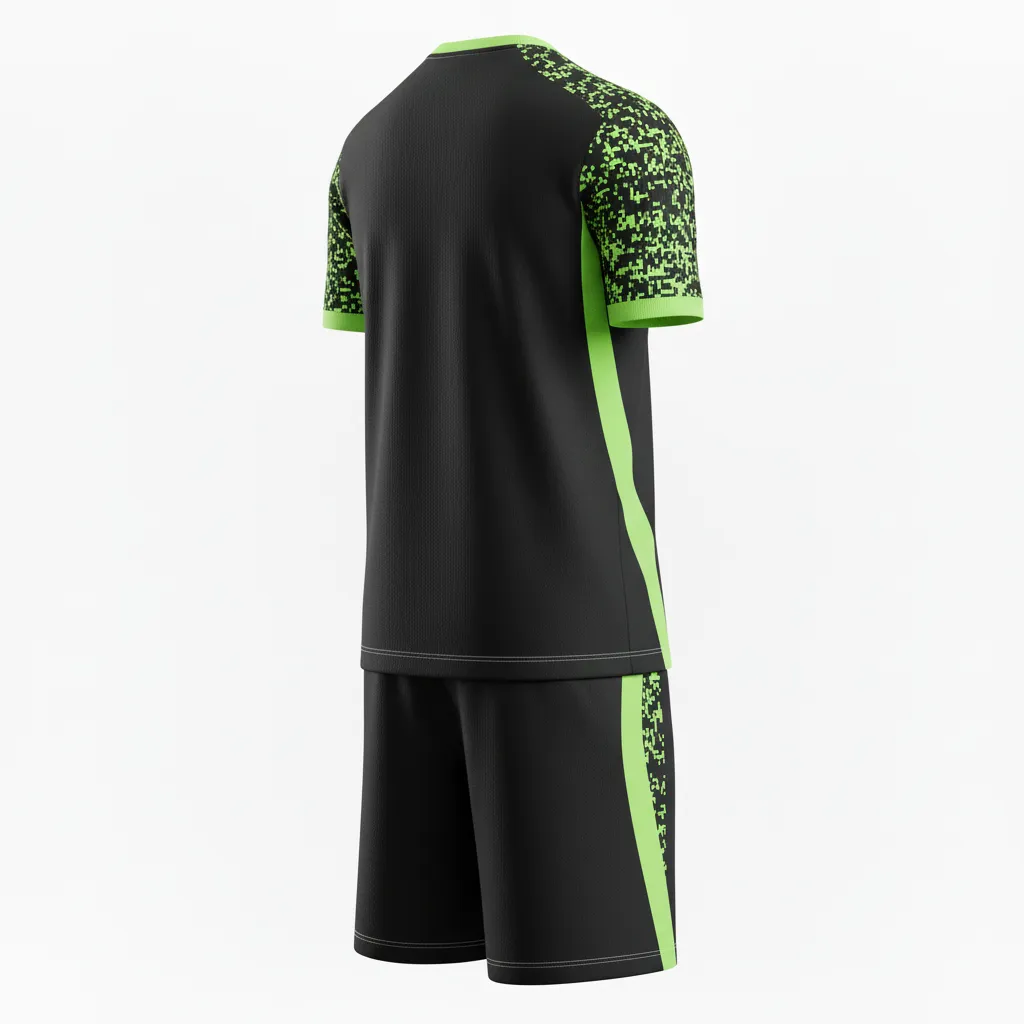 Custom Soccer Reversible Soccer Uniform - Black, Green - Reversible Uniform Neon Digital - Back View - HAMCO Sports Inc.
