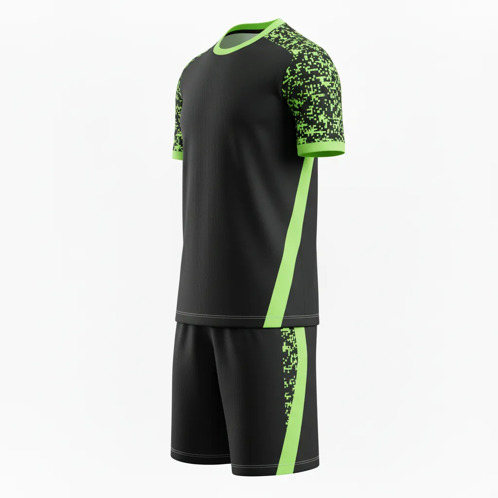Custom Soccer Reversible Soccer Uniform - Black, Green - Reversible Uniform Neon Digital - Side View - HAMCO Sports Inc.