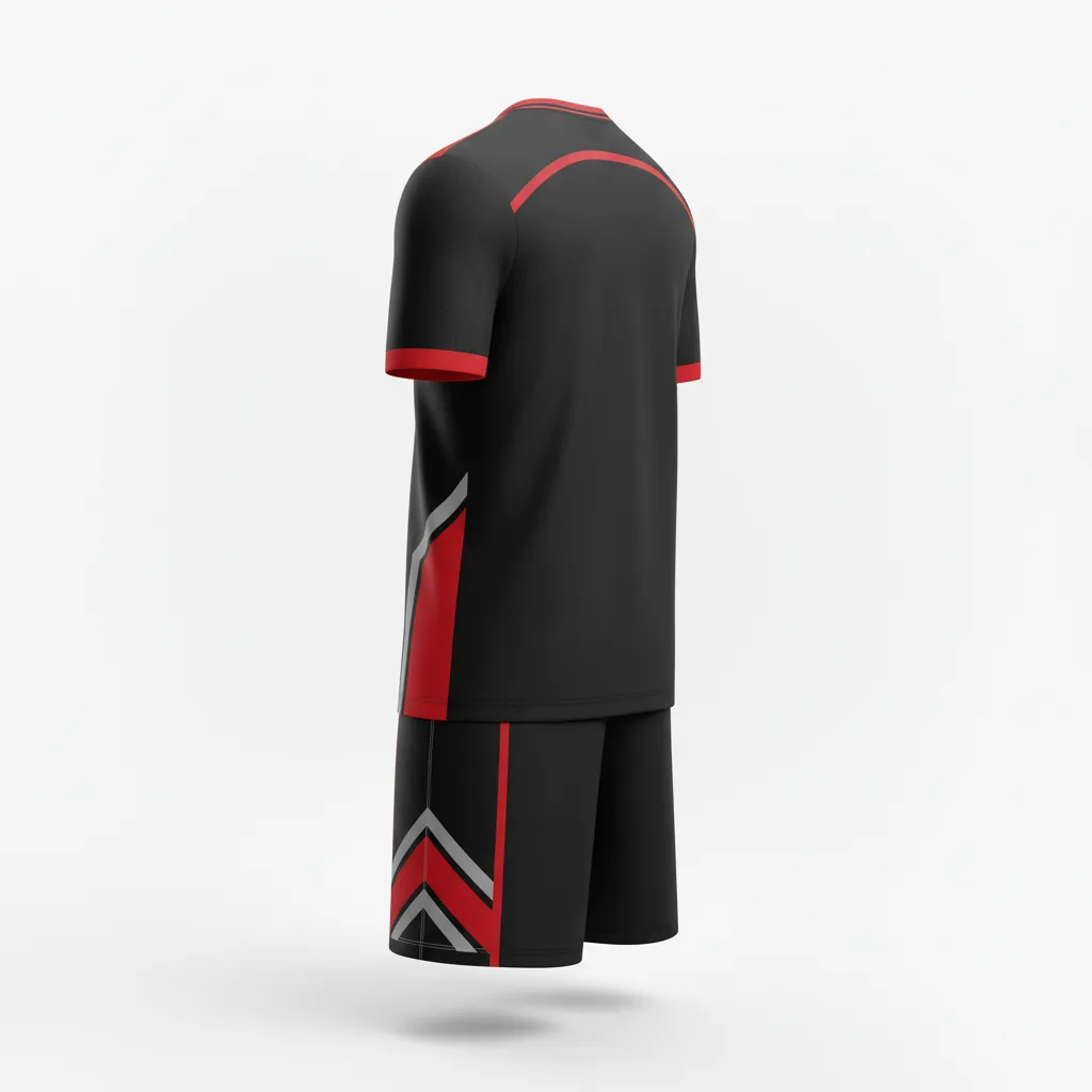 Custom Soccer Reversible Soccer Uniform - Black, Red, Grey - Reversible Uniform Modern - Back View - HAMCO Sports Inc.