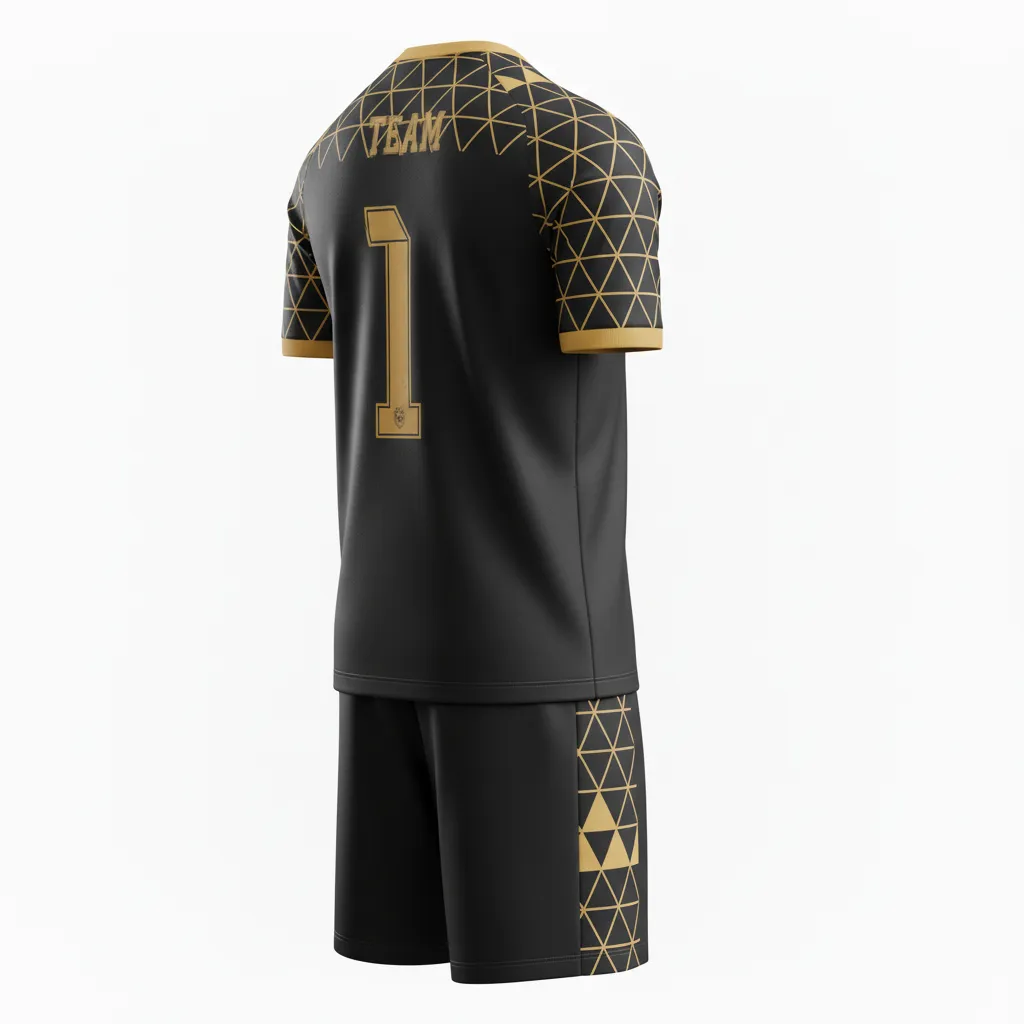 Custom Soccer Reversible Soccer Uniform - Black, Gold - Reversible Uniform Vegas Geometric - Back View - HAMCO Sports Inc.