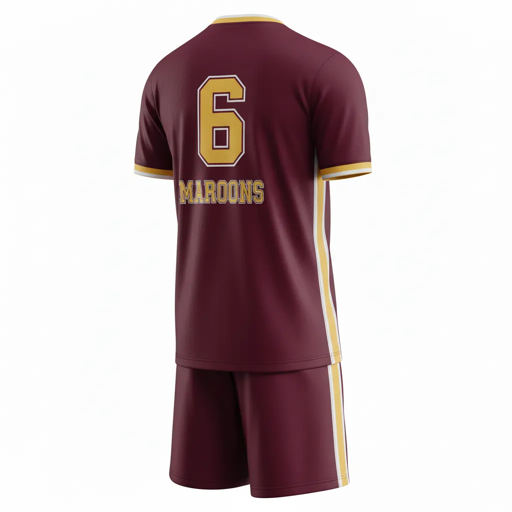 Custom Soccer Reversible Soccer Uniform - Burgundy, Gold, White - Reversible Uniform Classic - Back View - HAMCO Sports Inc.