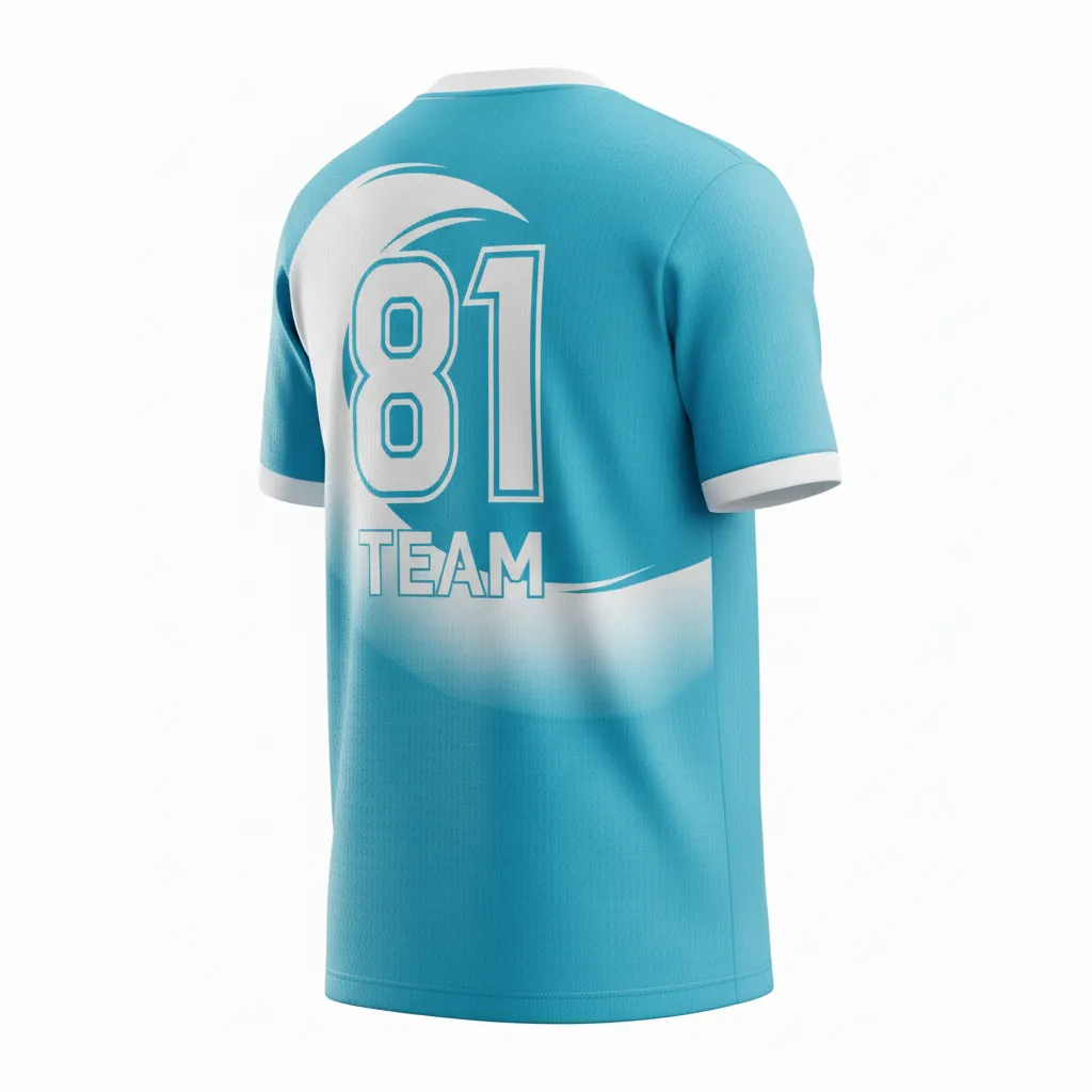 Custom Soccer Round Neck Soccer Jersey - White - Round Neck Jersey Aqua Wave - Back View - HAMCO Sports Inc.