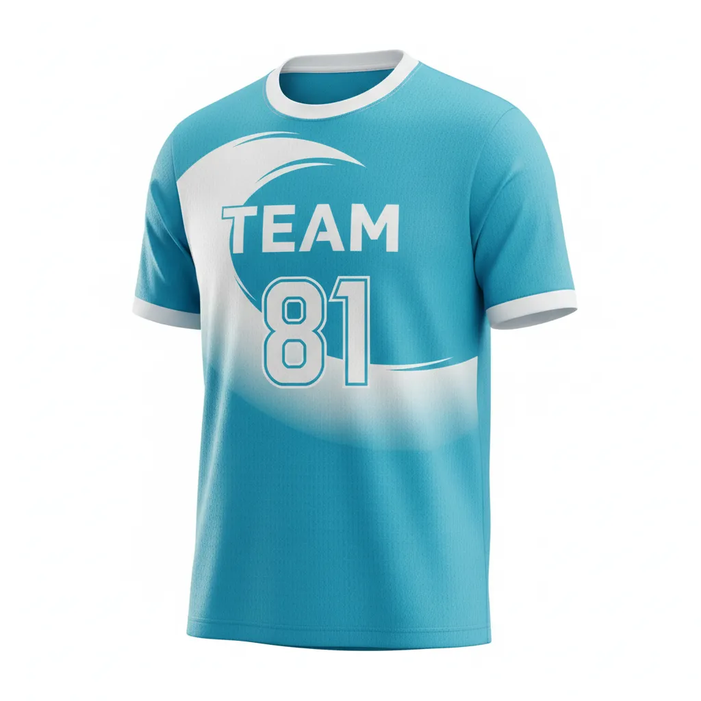 Custom Soccer Round Neck Soccer Jersey - White - Round Neck Jersey Aqua Wave - Front View - HAMCO Sports Inc.