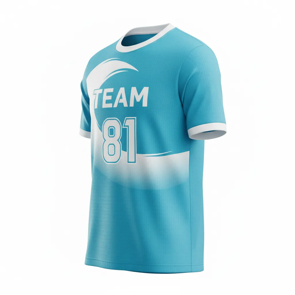 Custom Soccer Round Neck Soccer Jersey - White - Round Neck Jersey Aqua Wave - Side View - HAMCO Sports Inc.