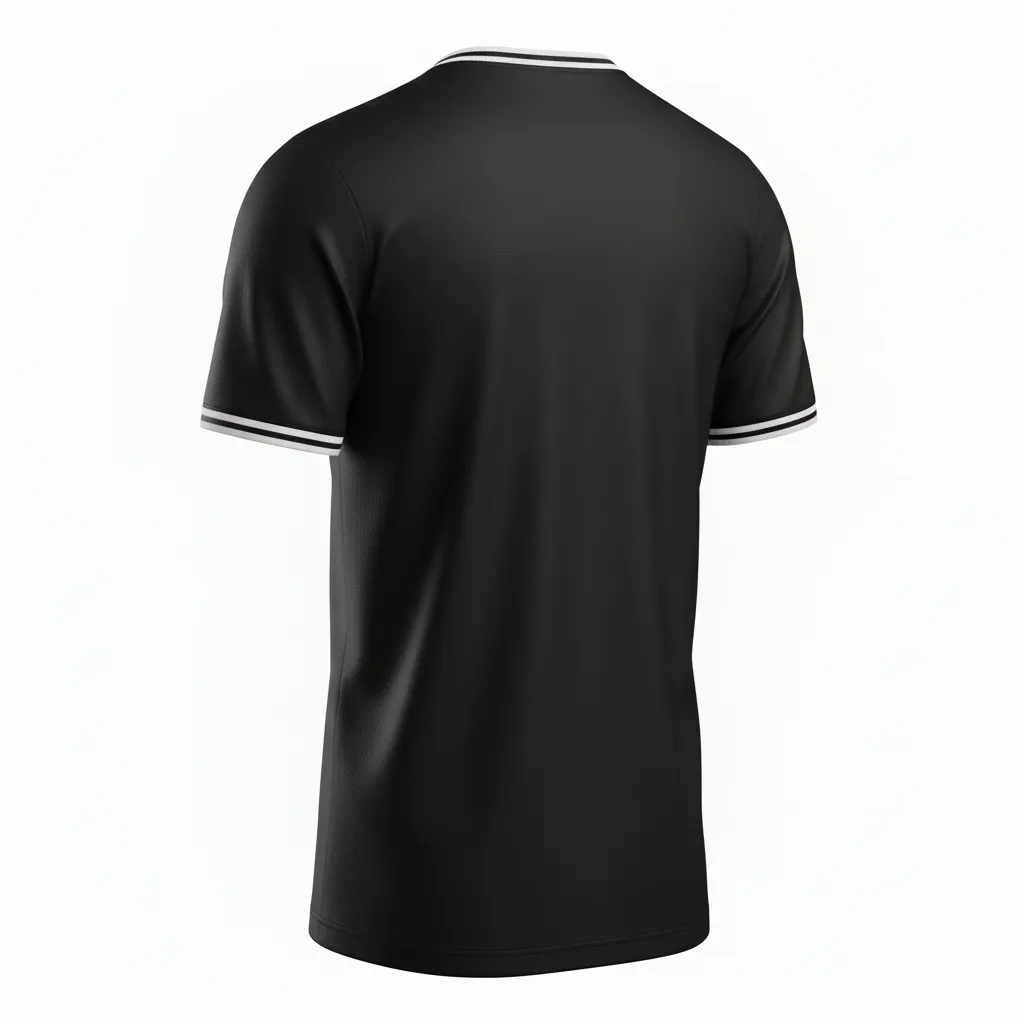 Custom Soccer Round Neck Soccer Jersey - Black, White - Round Neck Jersey Minimalist - Back View - HAMCO Sports Inc.