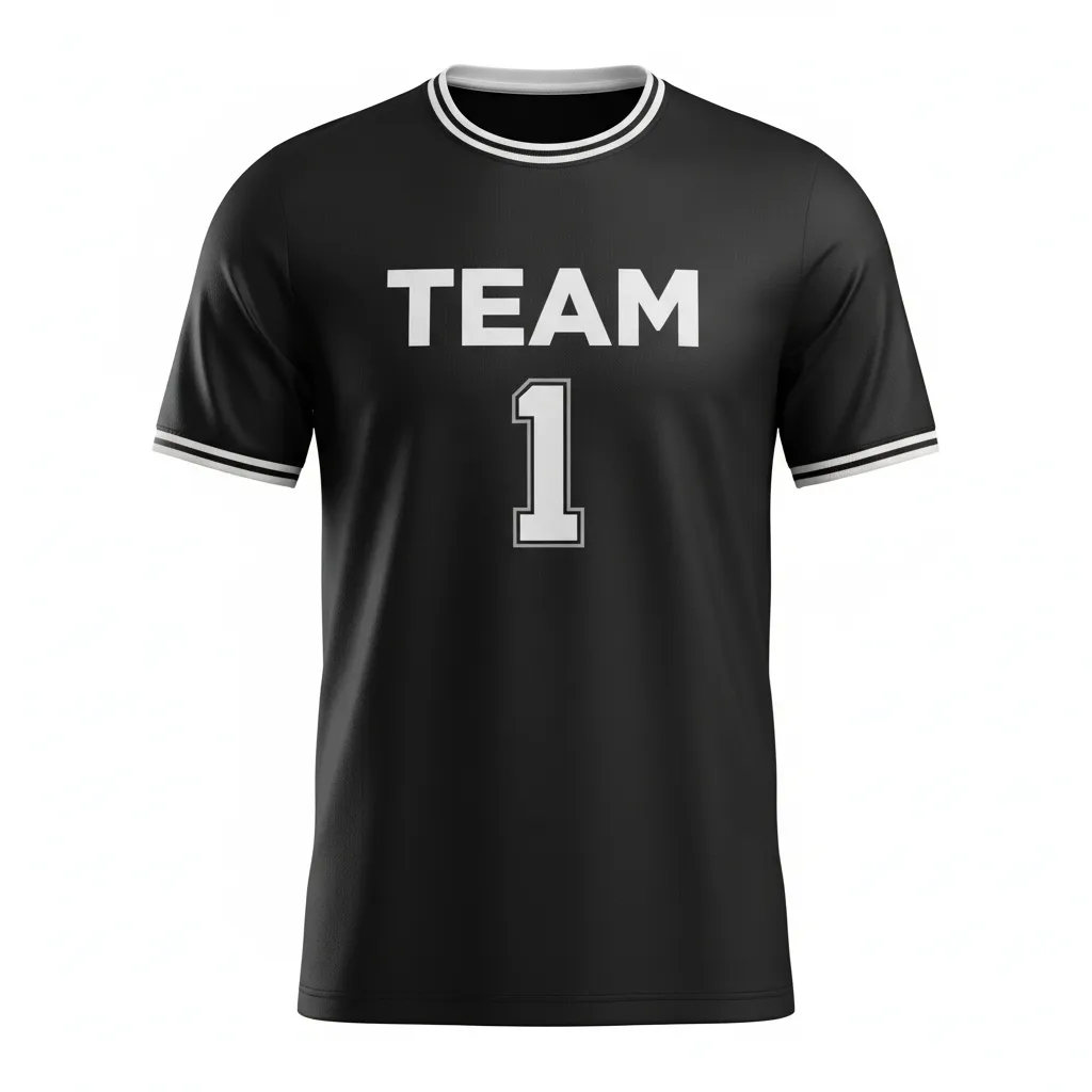 Custom Soccer Round Neck Soccer Jersey - Black, White - Round Neck Jersey Minimalist - Front View - HAMCO Sports Inc.