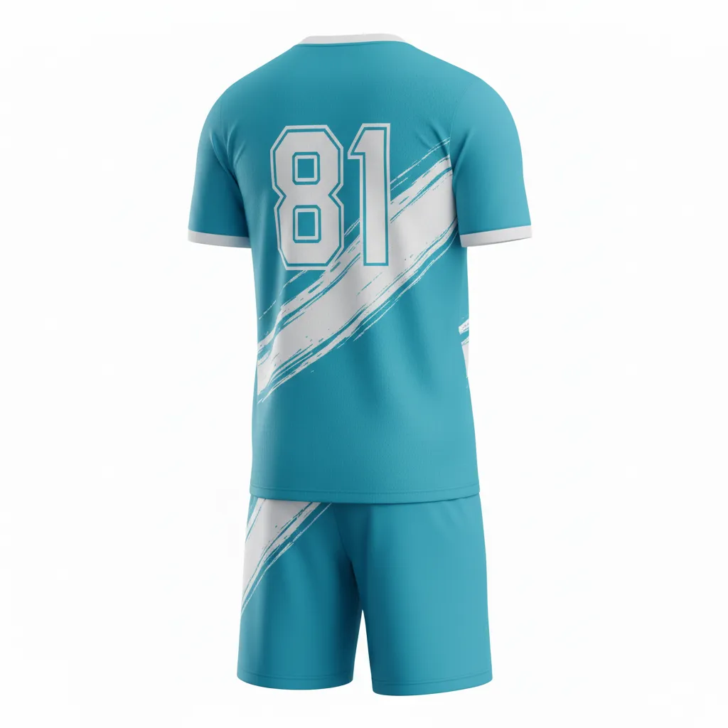 Custom Soccer Standard Soccer Uniform - White - Standard Uniform Aqua Wave Gradient - Back View - HAMCO Sports Inc.