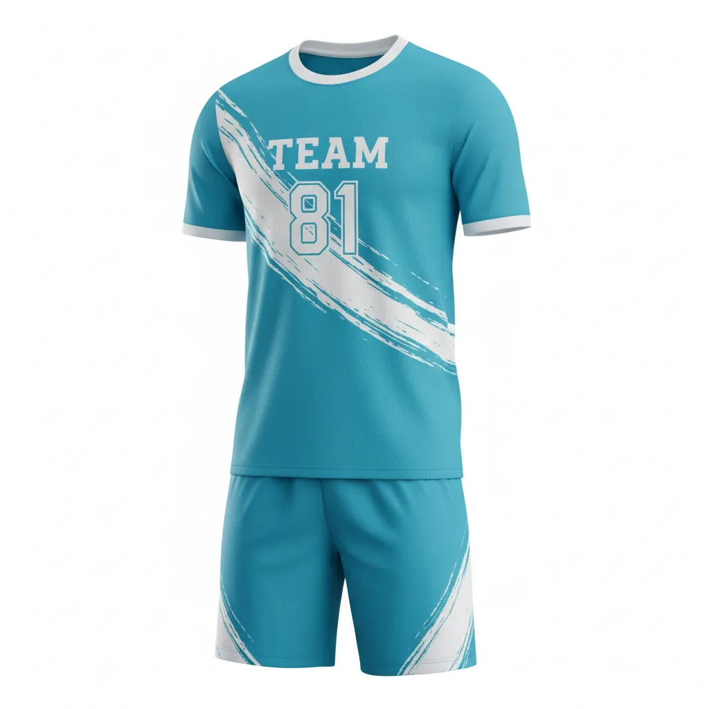 Custom Soccer Standard Soccer Uniform - White - Standard Uniform Aqua Wave Gradient - Front View - HAMCO Sports Inc.