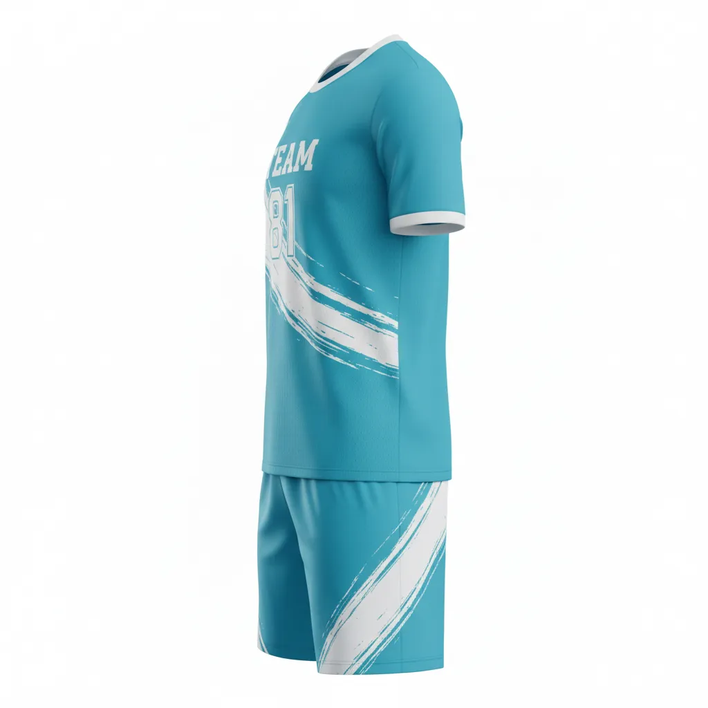Custom Soccer Standard Soccer Uniform - White - Standard Uniform Aqua Wave Gradient - Side View - HAMCO Sports Inc.
