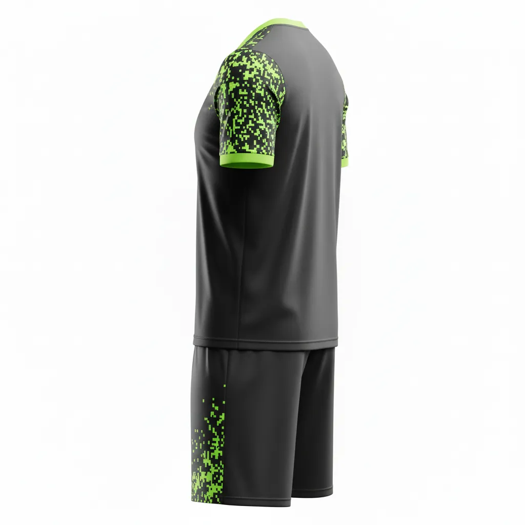 Custom Soccer Standard Soccer Uniform - Black, Green - Standard Uniform Neon Digital Pixel - Back View - HAMCO Sports Inc.