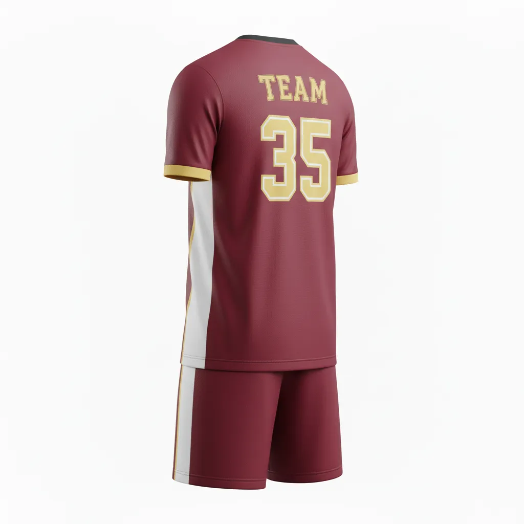 Custom Soccer Standard Soccer Uniform - Burgundy, Gold, White - Standard Uniform Classic - Back View - HAMCO Sports Inc.