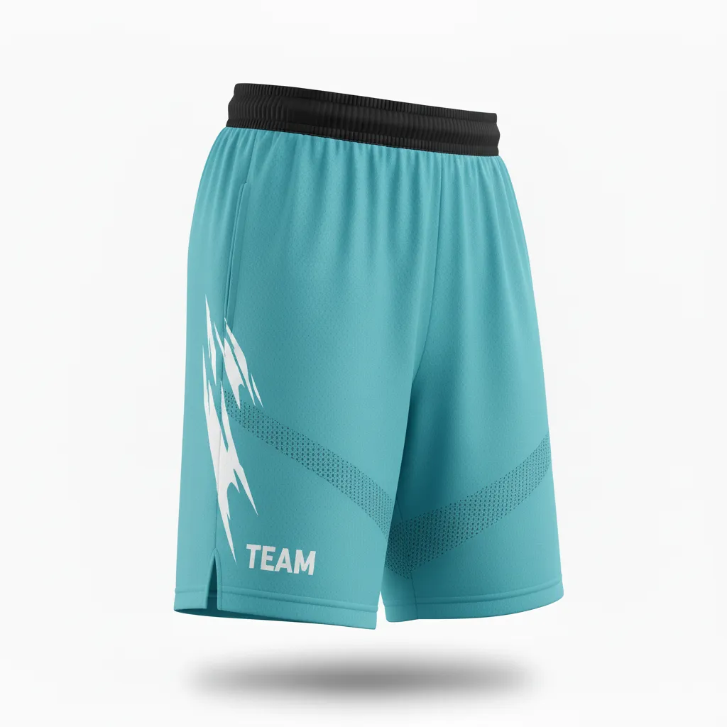 Custom Soccer Training Shorts - White - Training Shorts Aqua Minimalist - Side View - HAMCO Sports Inc.