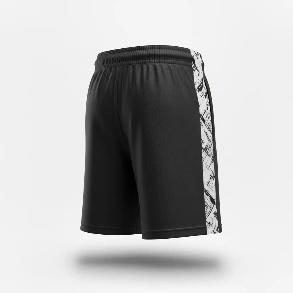 Custom Soccer Training Shorts - Black, White - Training Shorts Split - Back View - HAMCO Sports Inc.