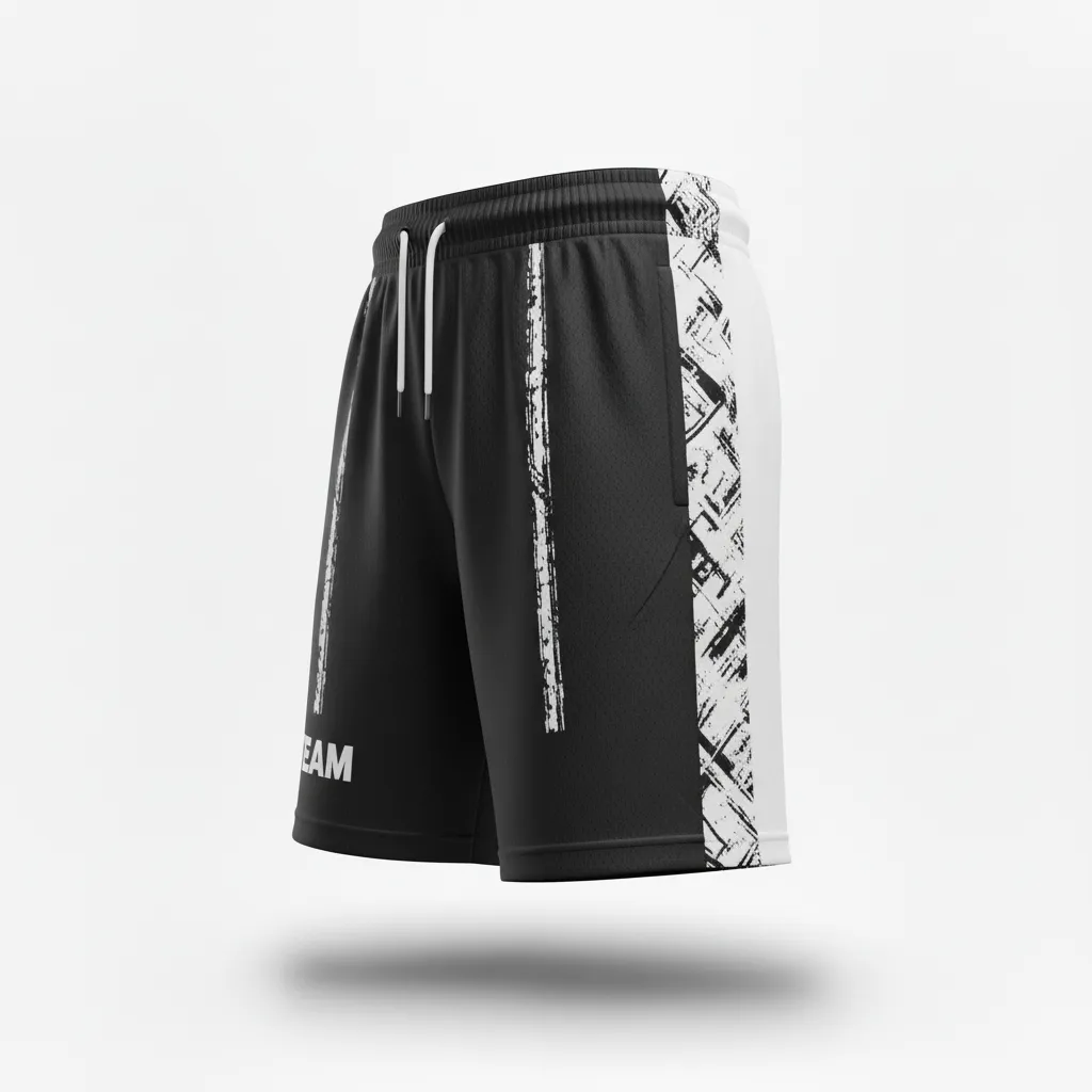Custom Soccer Training Shorts - Black, White - Training Shorts Split - Side View - HAMCO Sports Inc.