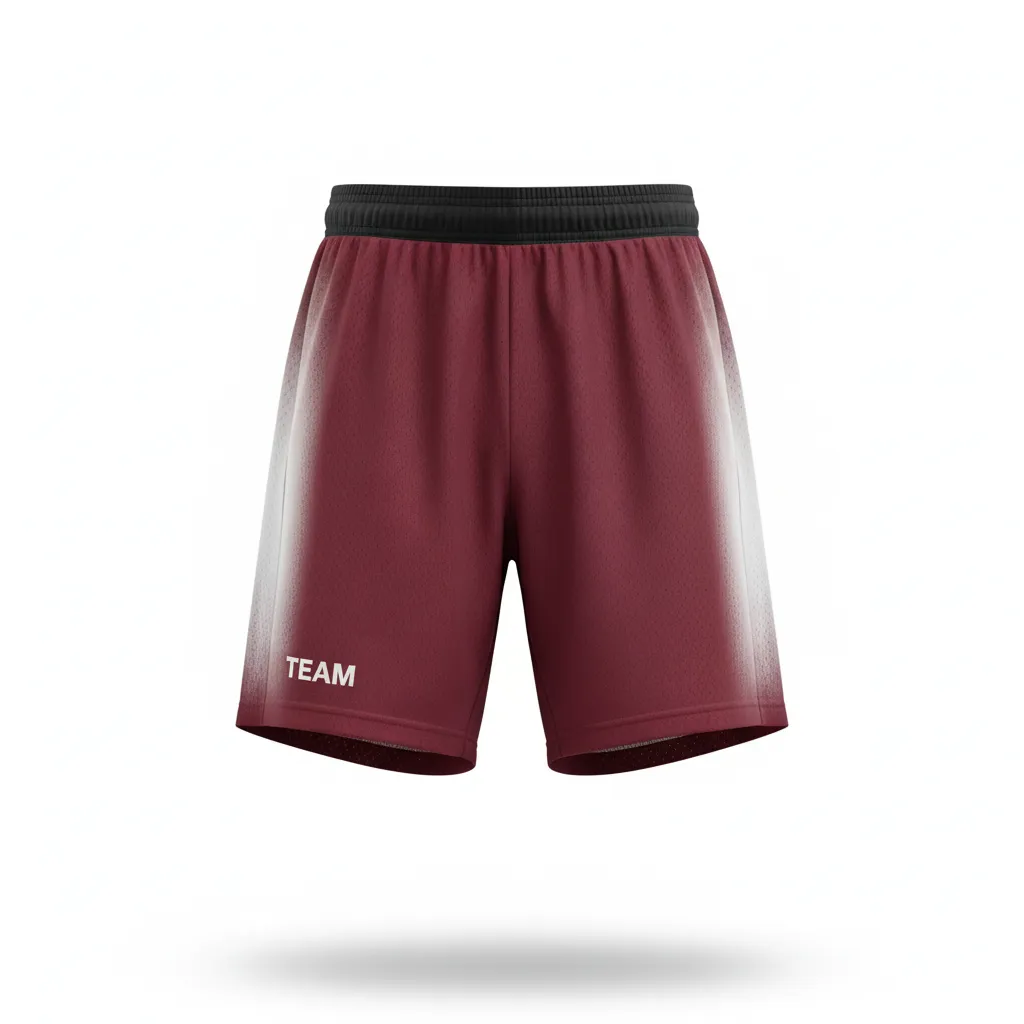 Custom Soccer Training Shorts - Burgundy, White - Training Shorts Gradient - Front View - HAMCO Sports Inc.