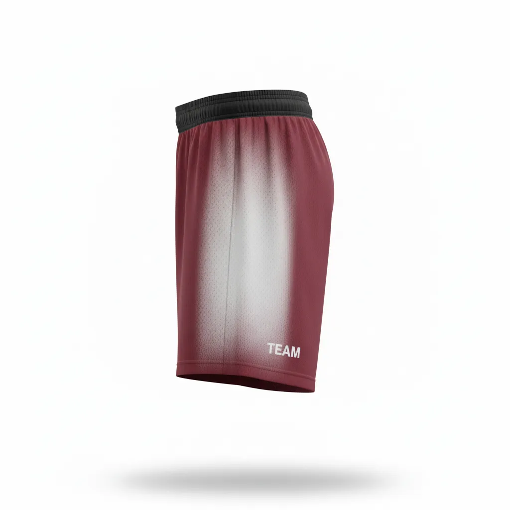Custom Soccer Training Shorts - Burgundy, White - Training Shorts Gradient - Side View - HAMCO Sports Inc.