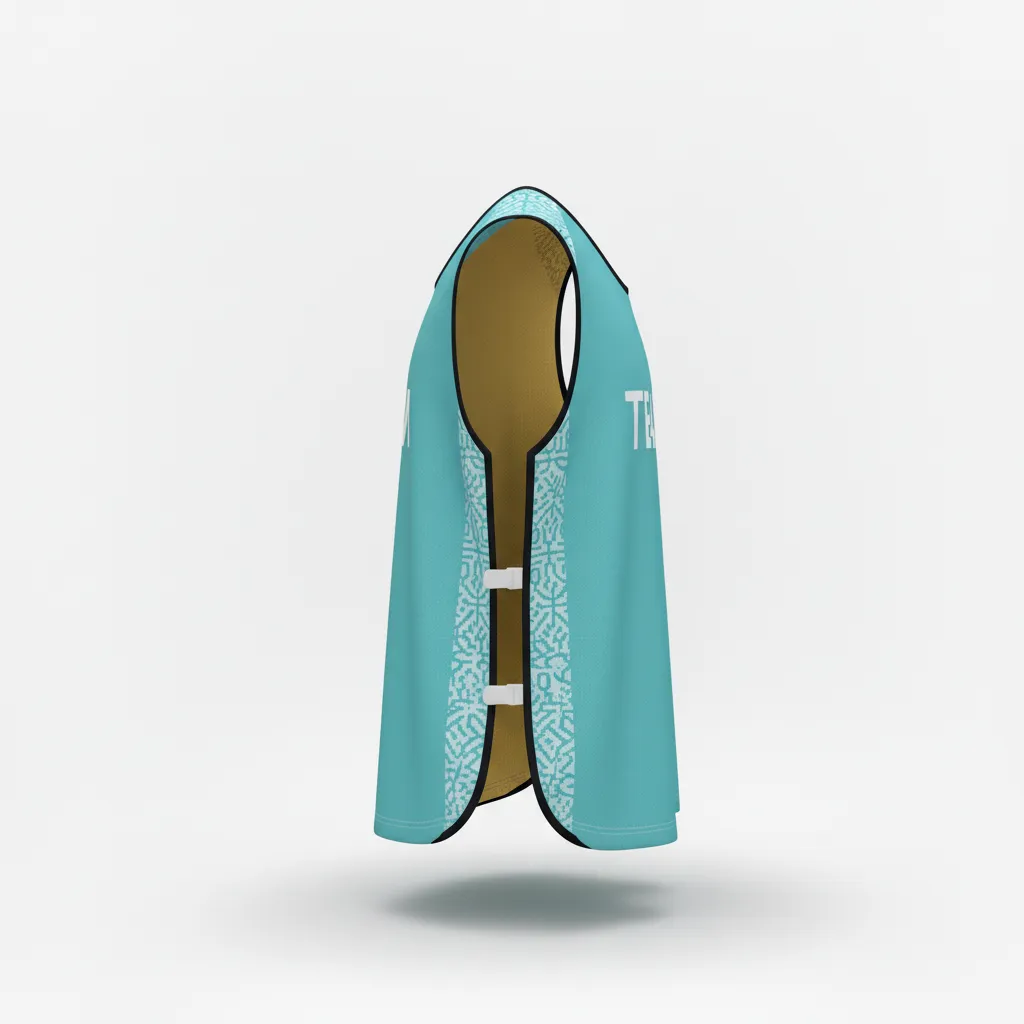 Custom Soccer Warmup Bib - White - Training Bib Aqua Minimalist - Side View - HAMCO Sports Inc.