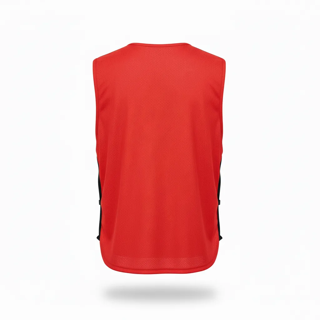 Custom Soccer Warmup Bib - Red, Black - Training Bib Athletic Shoulder Panels - Back View - HAMCO Sports Inc.