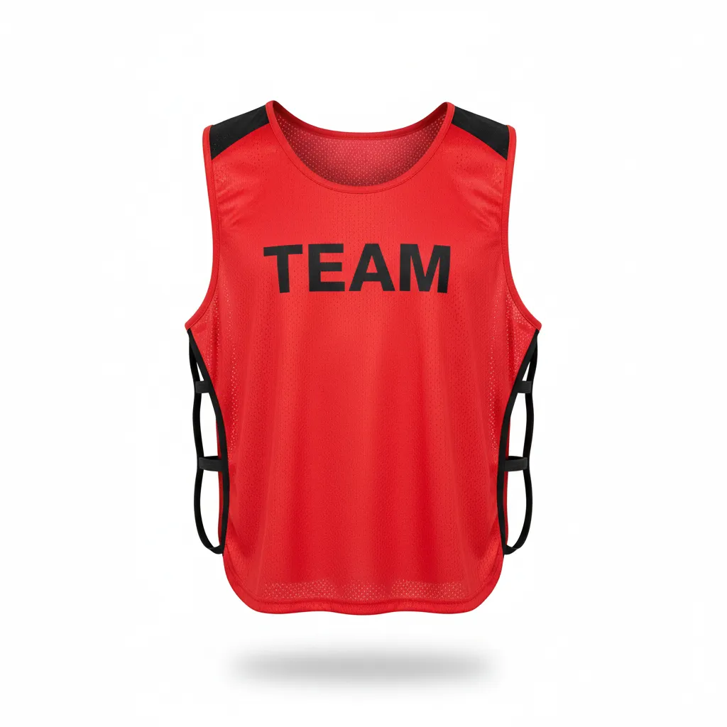 Custom Soccer Warmup Bib - Red, Black - Training Bib Athletic Shoulder Panels - Front View - HAMCO Sports Inc.