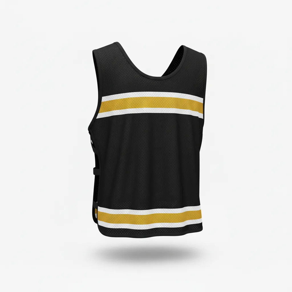 Custom Soccer Warmup Bib - Black, Gold, White - Training Bib Tricolor - Back View - HAMCO Sports Inc.