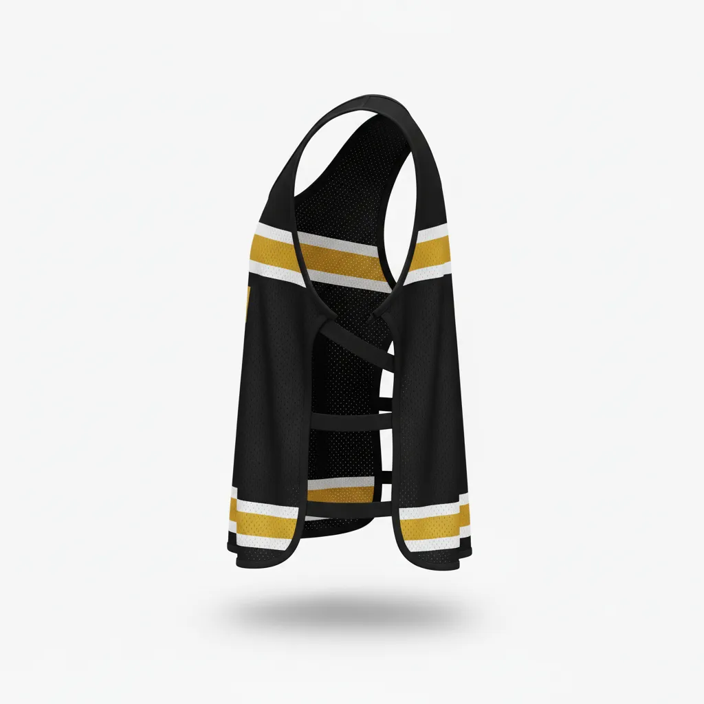 Custom Soccer Warmup Bib - Black, Gold, White - Training Bib Tricolor - Side View - HAMCO Sports Inc.
