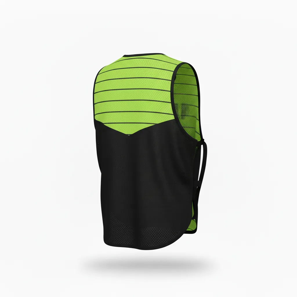 Custom Soccer Warmup Bib - Black, Green - Training Bib Neon Color Block - Back View - HAMCO Sports Inc.