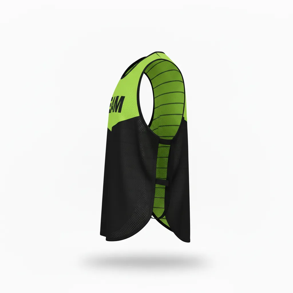Custom Soccer Warmup Bib - Black, Green - Training Bib Neon Color Block - Side View - HAMCO Sports Inc.
