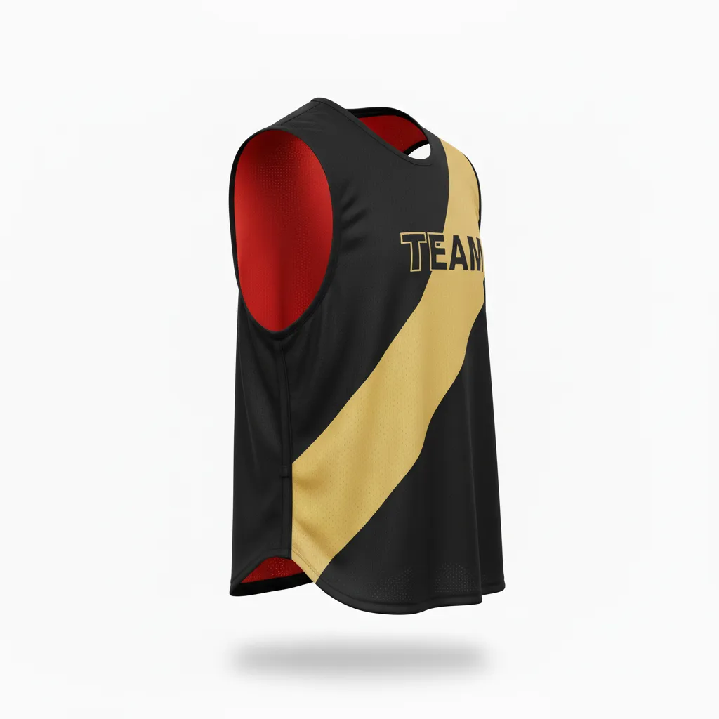 Custom Soccer Warmup Bib - Black, Gold - Training Bib Vegas Diagonal Sash - Side View - HAMCO Sports Inc.
