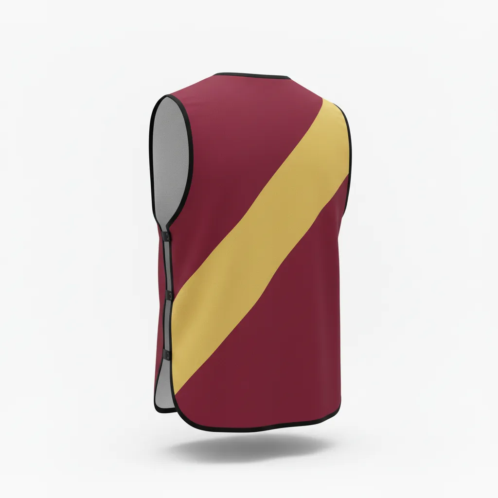 Custom Soccer Warmup Bib - Burgundy, Gold - Training Bib Diagonal Sash - Back View - HAMCO Sports Inc.