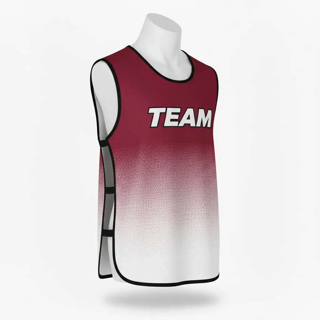Custom Soccer Warmup Bib - Burgundy, White - Training Bib Gradient - Front View - HAMCO Sports Inc.