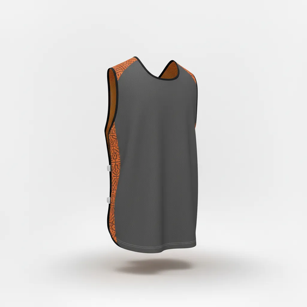 Custom Soccer Warmup Bib - Orange - Training Bib Charcoal Neon Geometric - Back View - HAMCO Sports Inc.