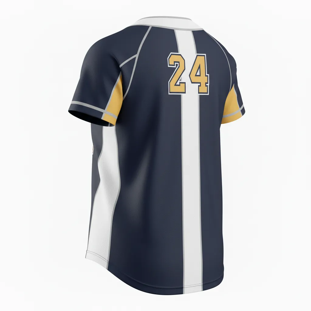 Custom Softball 2 Button Softball Jersey - Custom Design - Blackgoldwhite - Back View - HAMCO Sports Inc.