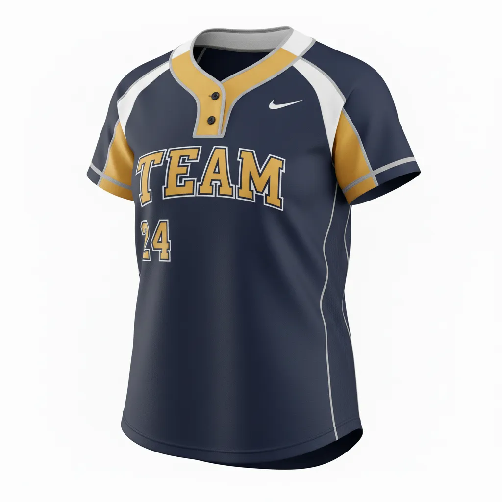 Custom Softball 2 Button Softball Jersey - Custom Design - Blackgoldwhite - Front View - HAMCO Sports Inc.