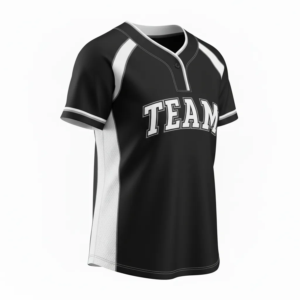 Custom Softball 2 Button Softball Jersey - Custom Design - Blackwhitegrey - Back View - HAMCO Sports Inc.
