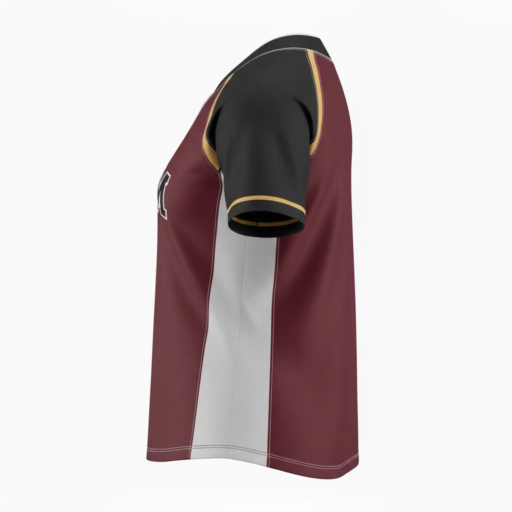 Custom Softball 2 Button Softball Jersey - Custom Design - Cardinalblackwhite - Side View - HAMCO Sports Inc.