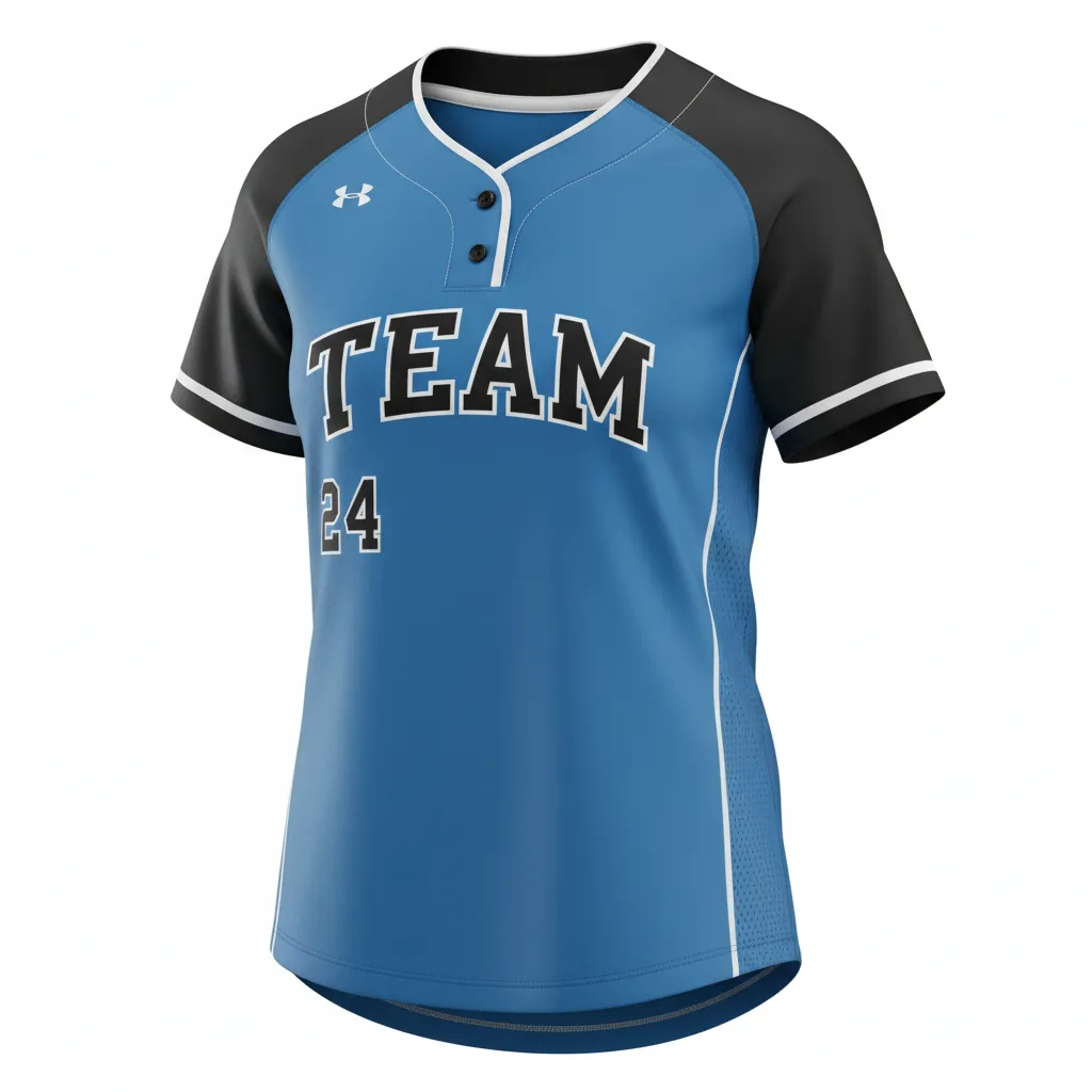 Custom Softball 2 Button Softball Jersey - Custom Design - Columbiablackwhite - Front View - HAMCO Sports Inc.