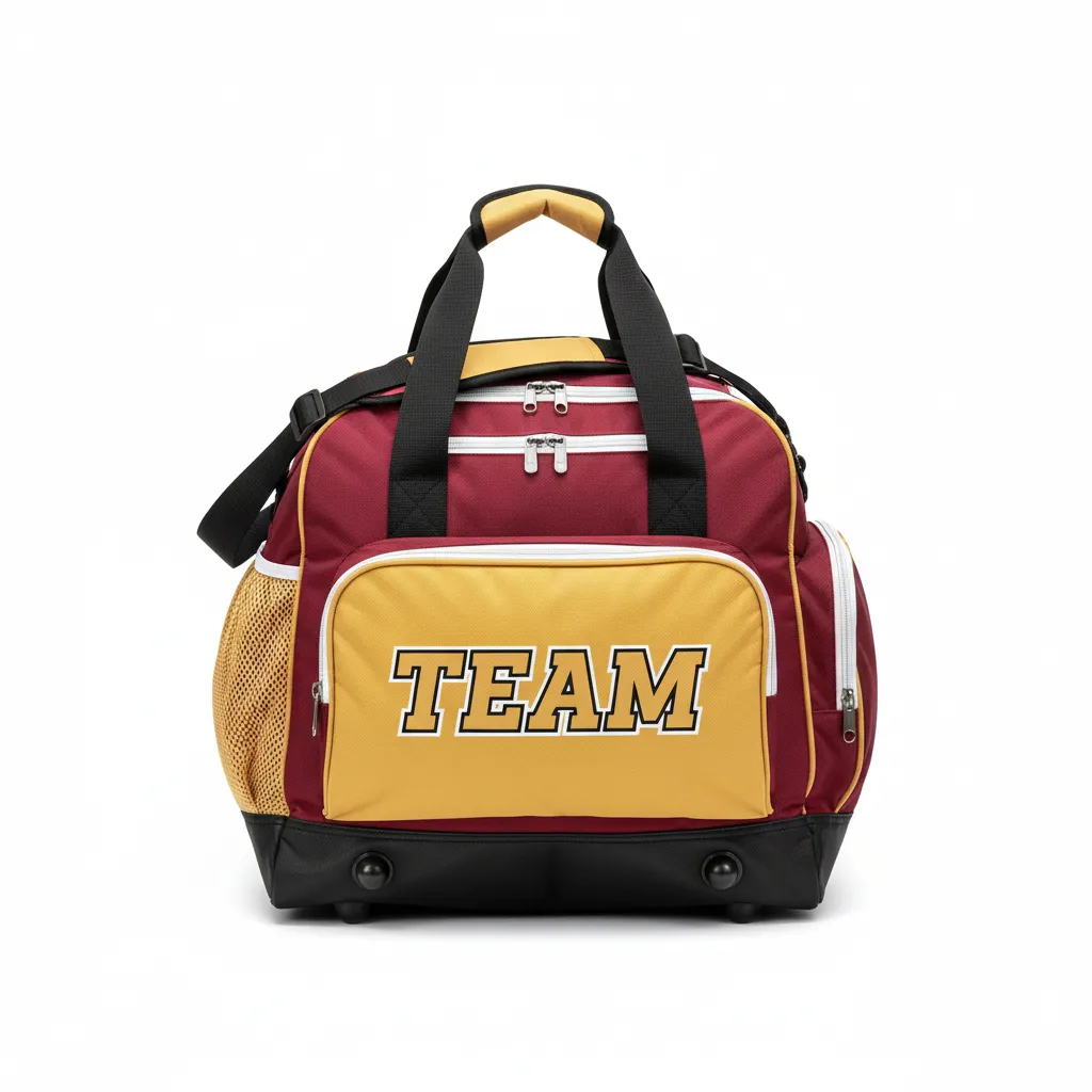 Custom Softball Backpack - Custom Design - Burgundygoldwhite - Front View - HAMCO Sports Inc.