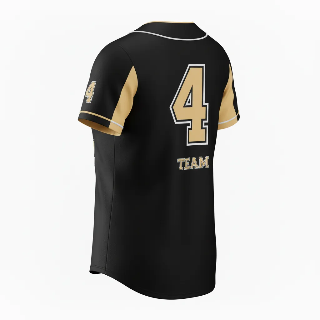 Custom Softball Full Button Softball Jersey - Custom Design - Blackgoldwhite - Back View - HAMCO Sports Inc.