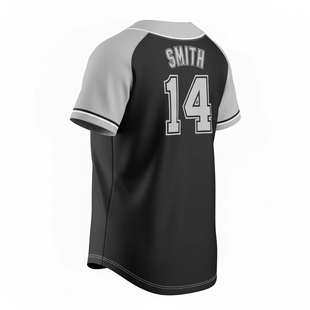 Custom Softball Full Button Softball Jersey - Custom Design - Blacksilverwhite - Back View - HAMCO Sports Inc.
